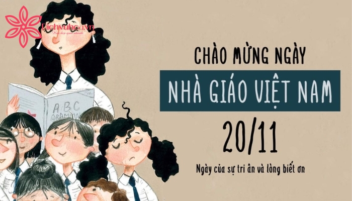 Hình ảnh học sinh tặng hoa chúc mừng 20 11 quả thực rất đẹp